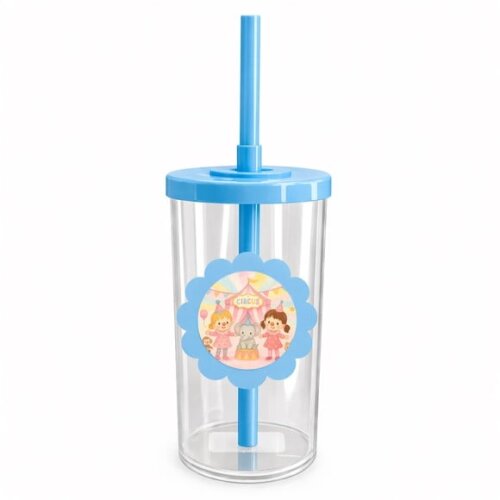 Copo Short Drink Flor Personalizado Palhacinhas Aquarela