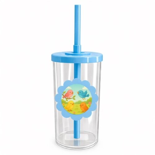 Copo Short Drink Flor Personalizado Passarinhos