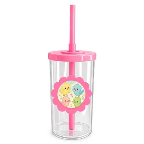 Copo Short Drink Flor Personalizado Passarinhos Baby