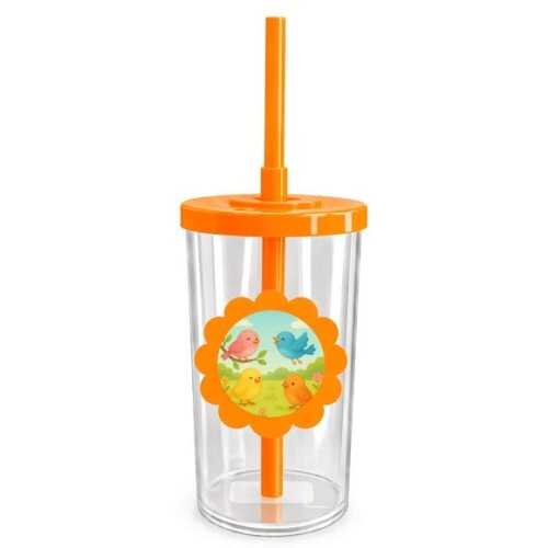 Copo Short Drink Flor Personalizado Passarinhos