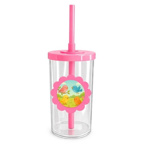 Copo Short Drink Flor Personalizado Passarinhos