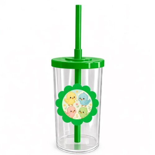 Copo Short Drink Flor Personalizado Passarinhos Baby