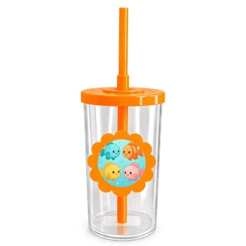 Copo Short Drink Flor Personalizado Peixinhos Baby