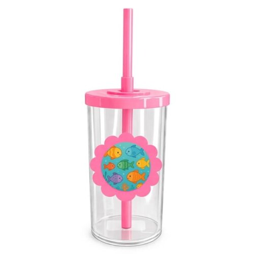Copo Short Drink Flor Personalizado Peixinhos Coloridos