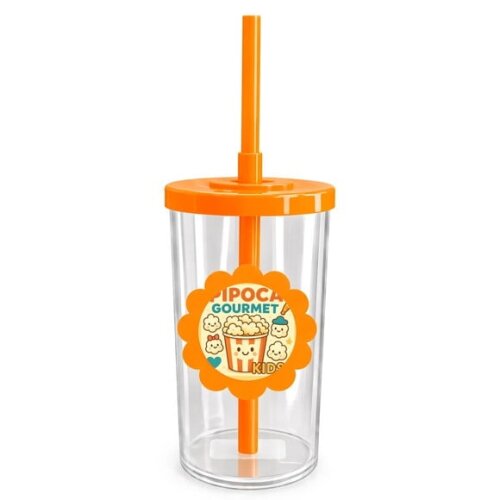 Copo Short Drink Flor Personalizado Pipoca Gourmet Kids