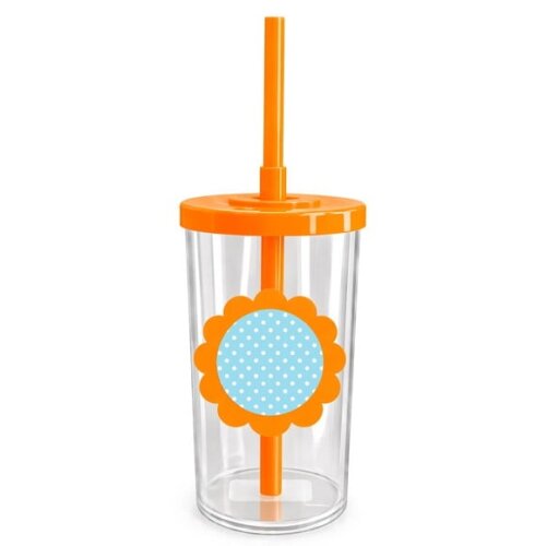 Copo Short Drink Flor Personalizado Poá Azul Bebê