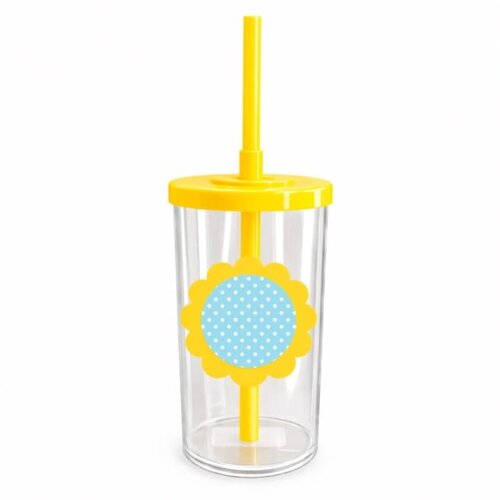 Copo Short Drink Flor Personalizado Poá Azul Bebê