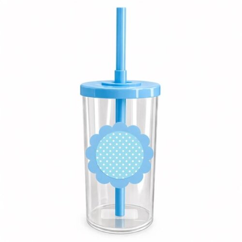 Copo Short Drink Flor Personalizado Poá Azul Bebê