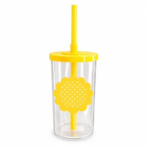Copo Short Drink Flor Personalizado Poá Amarelo