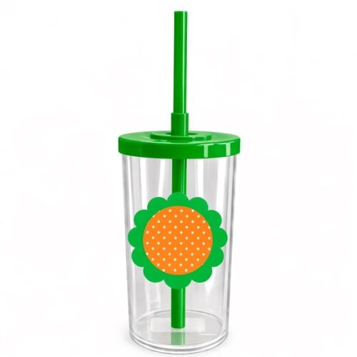 Copo Short Drink Flor Personalizado Poá Laranja