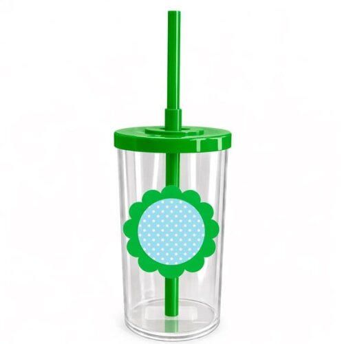 Copo Short Drink Flor Personalizado Poá Azul Bebê