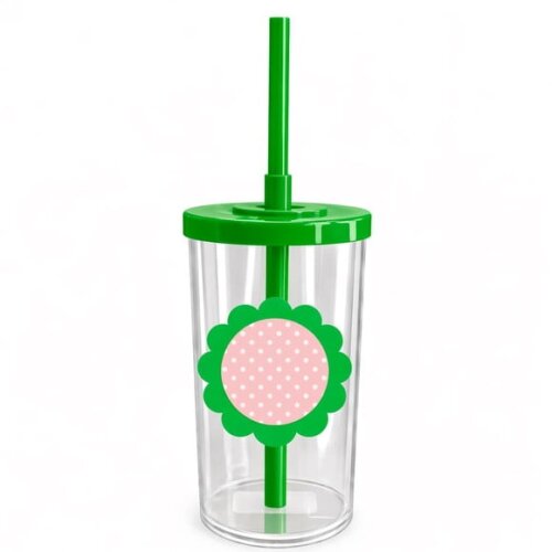 Copo Short Drink Flor Personalizado Poá Rosa Bebê