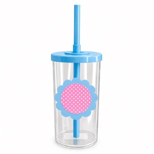 Copo Short Drink Flor Personalizado Poá Rosa Pink
