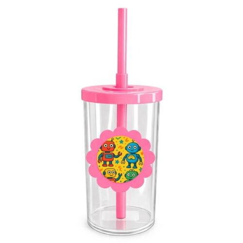 Copo Short Drink Flor Personalizado Robôs Divertidos