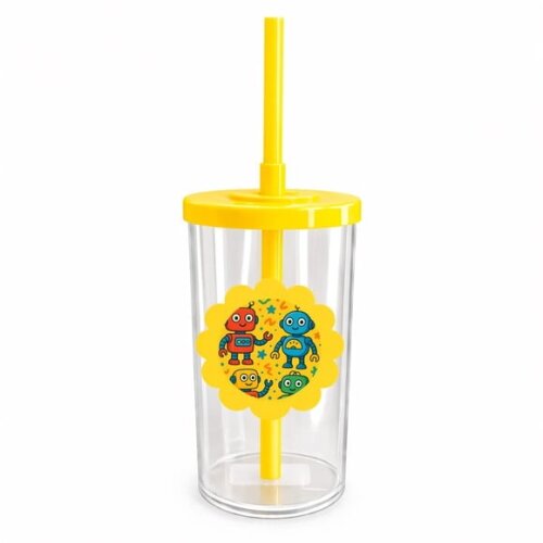 Copo Short Drink Flor Personalizado Robôs Divertidos