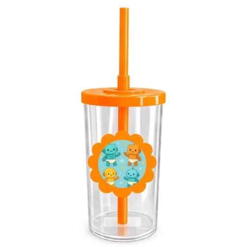 Copo Short Drink Flor Personalizado Robôs Baby