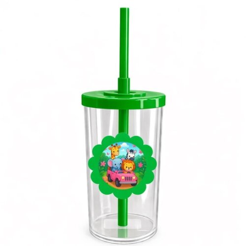 Copo Short Drink Flor Personalizado Safari Rosa