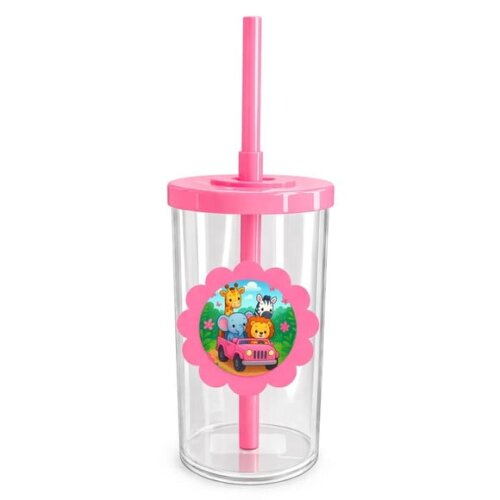 Copo Short Drink Flor Personalizado Safari Rosa
