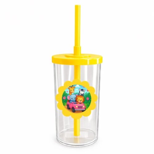 Copo Short Drink Flor Personalizado Safari Rosa