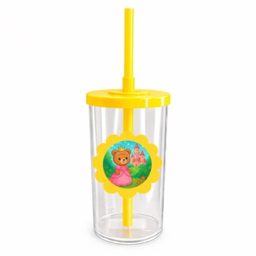 Copo Short Drink Flor Personalizado Ursinha Princesa