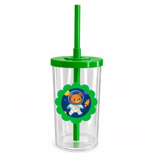 Copo Short Drink Flor Personalizado Ursinho Astronauta