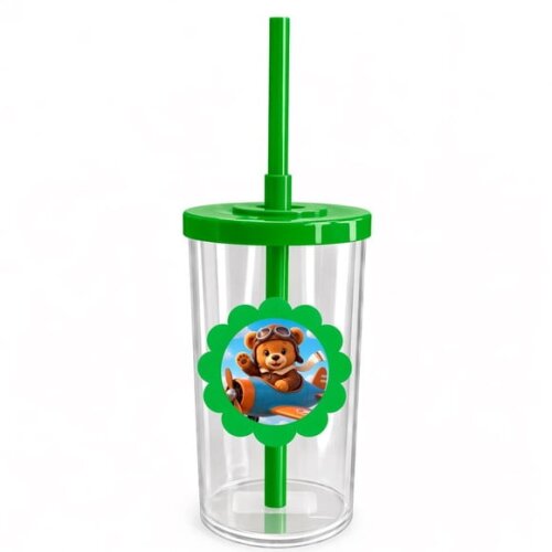 Copo Short Drink Flor Personalizado Ursinho Aviador