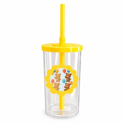 Copo Short Drink Flor Personalizado Ursinhos com Balões