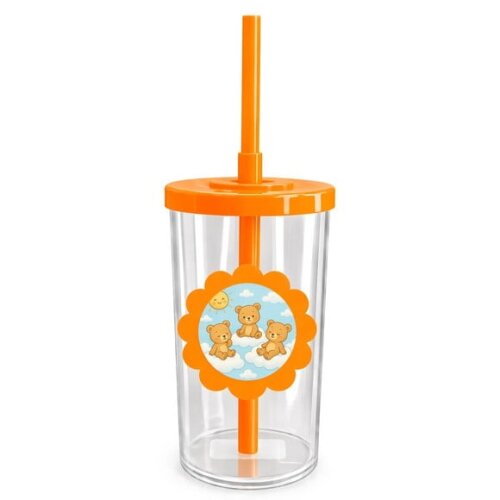 Copo Short Drink Flor Personalizado Ursinhos na Nuvem