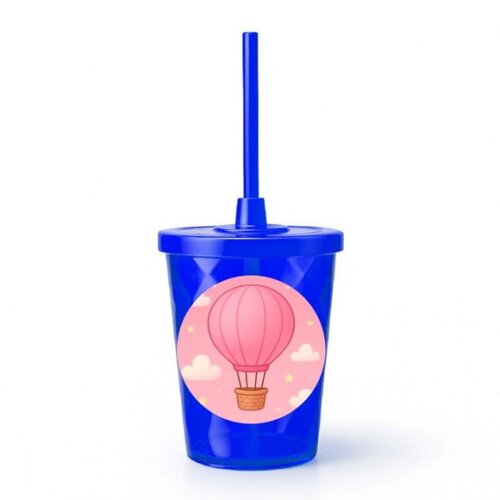 Copo Twister Personalizado 300ml Balão de Ar Rosa