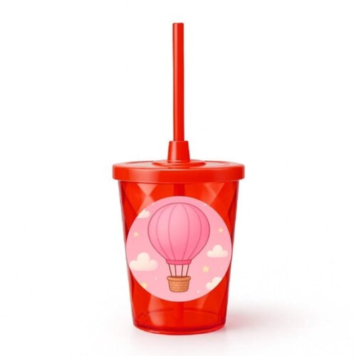 Copo Twister Personalizado 300ml Balão de Ar Rosa
