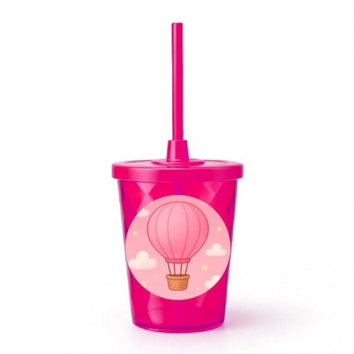 Copo Twister Personalizado 300ml Balão de Ar Rosa
