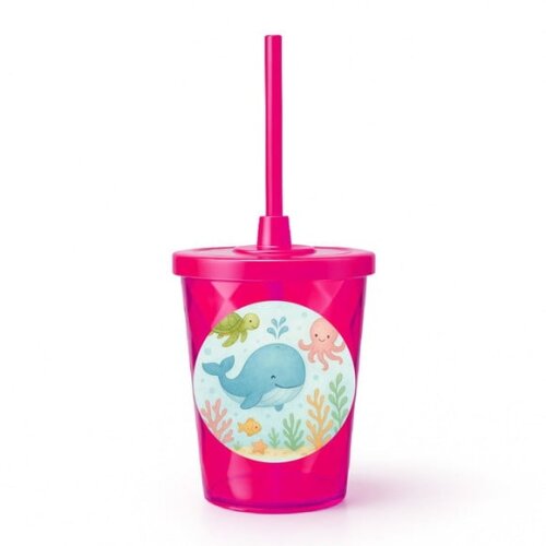 Copo Twister Personalizado 300ml Baleia Aquarela