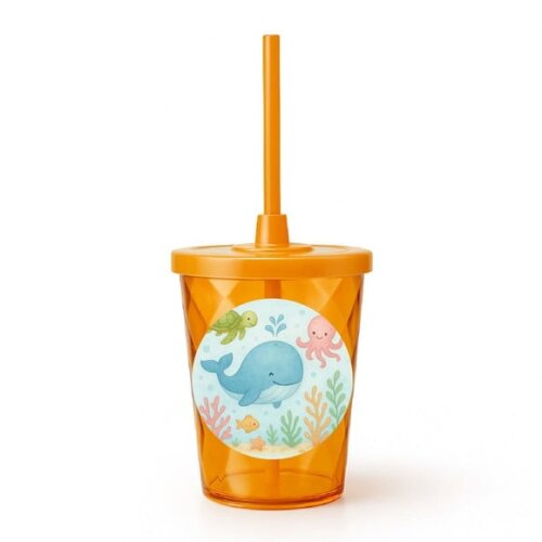 Copo Twister Personalizado 300ml Baleia Aquarela