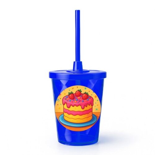 Copo Twister Personalizado 300ml Bolo Confeitado