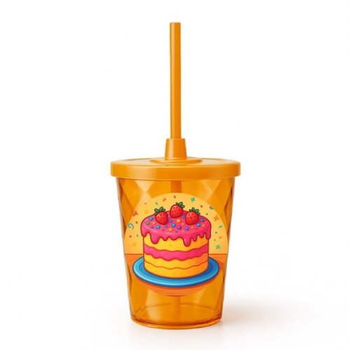 Copo Twister Personalizado 300ml Bolo Confeitado