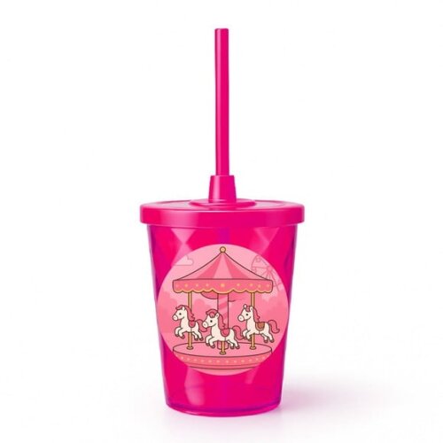 Copo Twister Personalizado 300ml Carrossel Rosa