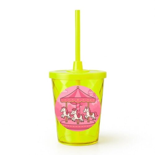 Copo Twister Personalizado 300ml Carrossel Rosa