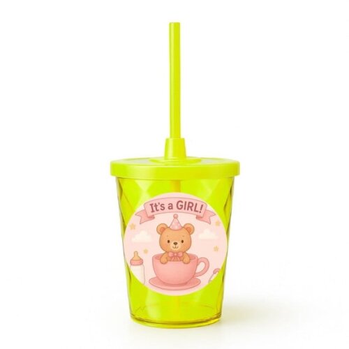 Copo Twister Personalizado 300ml Chá de Bebê Menina