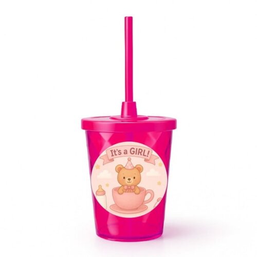 Copo Twister Personalizado 300ml Chá de Bebê Menina