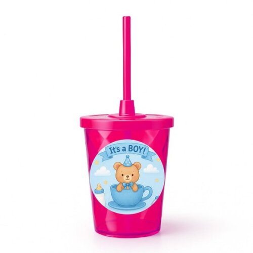 Copo Twister Personalizado 300ml Chá de Bebê Menino