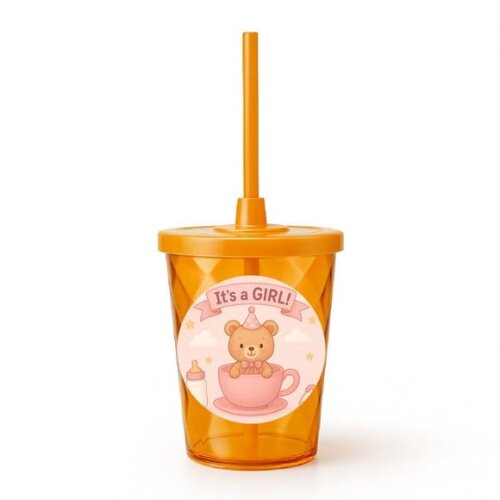 Copo Twister Personalizado 300ml Chá de Bebê Menina