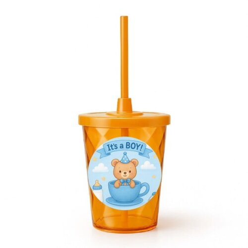 Copo Twister Personalizado 300ml Chá de Bebê Menino