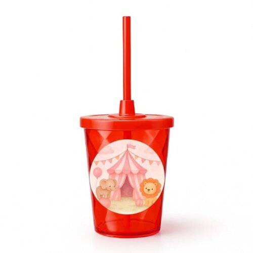 Copo Twister Personalizado 300ml Circo Rosa Aquarela