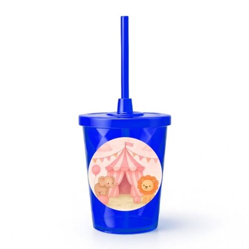 Copo Twister Personalizado 300ml Circo Rosa Aquarela