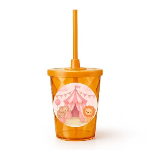 Copo Twister Personalizado 300ml Circo Rosa Aquarela