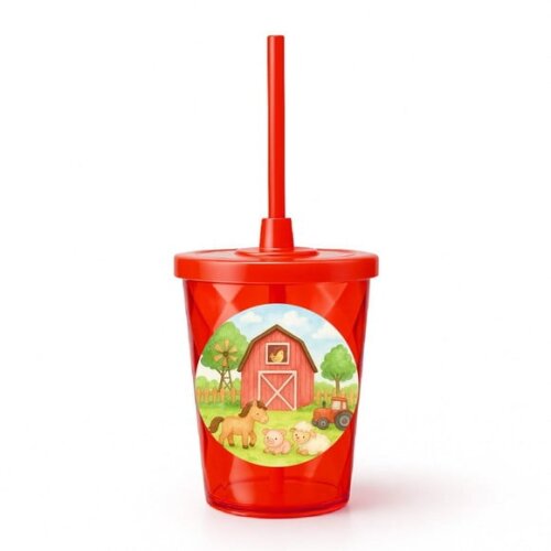 Copo Twister Personalizado 300ml Fazendinha Aquarela