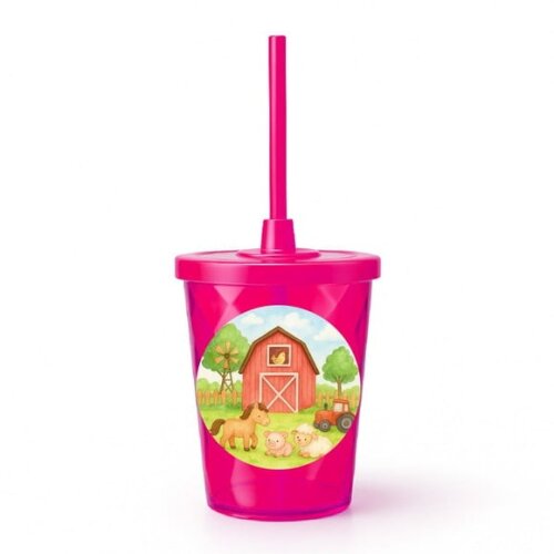 Copo Twister Personalizado 300ml Fazendinha Aquarela