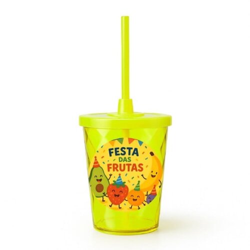 Copo Twister Personalizado 300ml Festa das Frutas