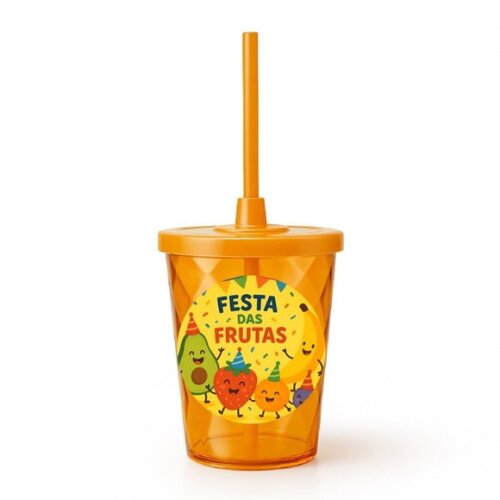 Copo Twister Personalizado 300ml Festa das Frutas