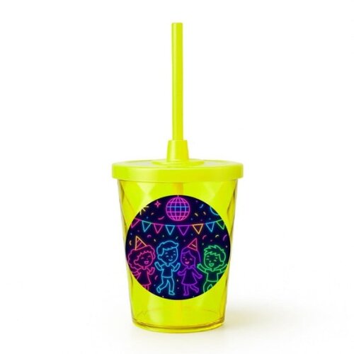 Copo Twister Personalizado 300ml Festa Neon